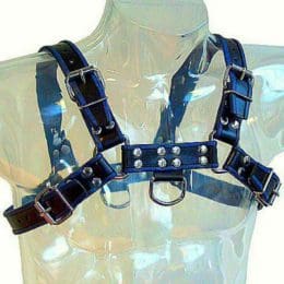 LEATHER BODY - BLUE AND BLACK LEATHER HARNESS CHEST BULLDOG 2